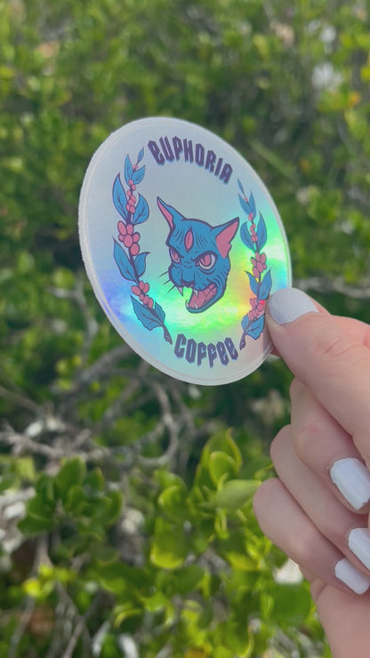 Holographic Euphoria Coffee Logo Sticker