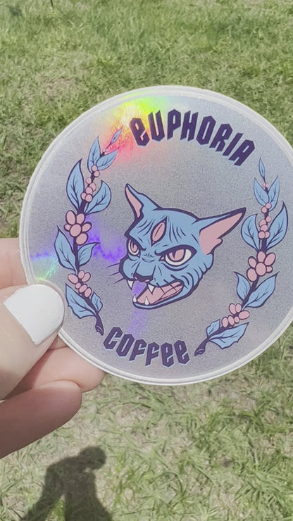 Holographic Euphoria Coffee Logo Sticker